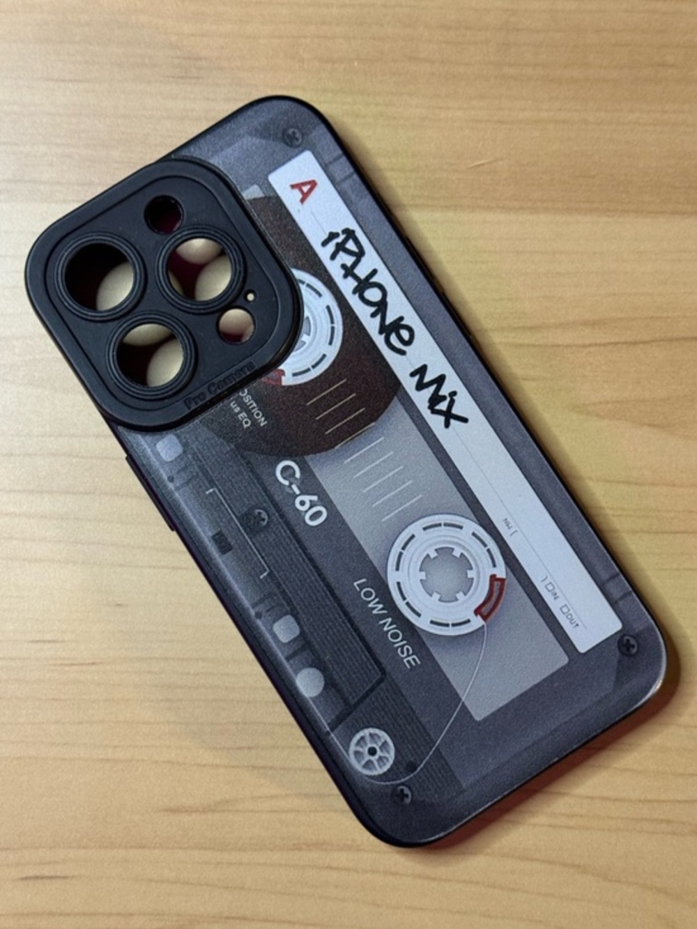Cassette Tape Graphic iPhone Case - Black/Grey For iPhone 15 Pro